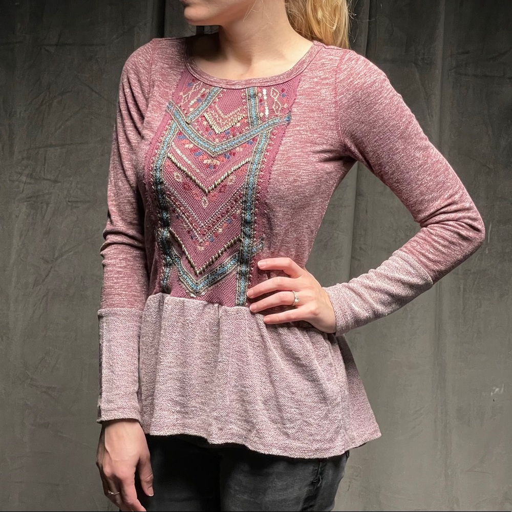 Boho Beaded Peplum Top